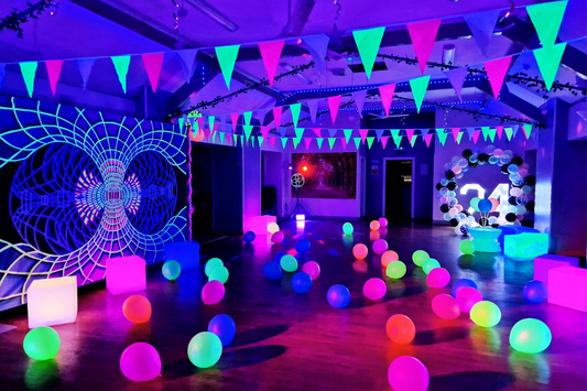 Uv Décor Rave Backdrop & stand hire