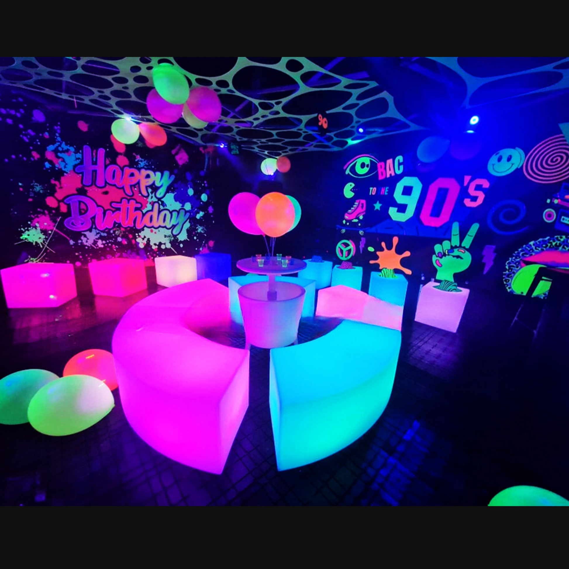 90s neon decorations hire