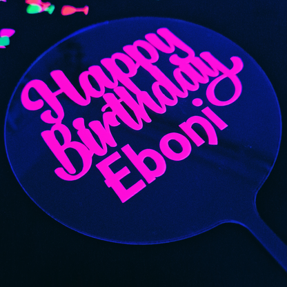 Uv Glow  Personalised cake Topper