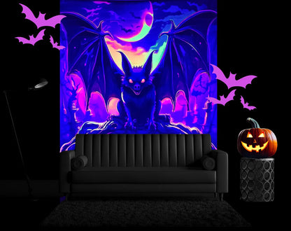 uv bat neon tapestry halloween decoration