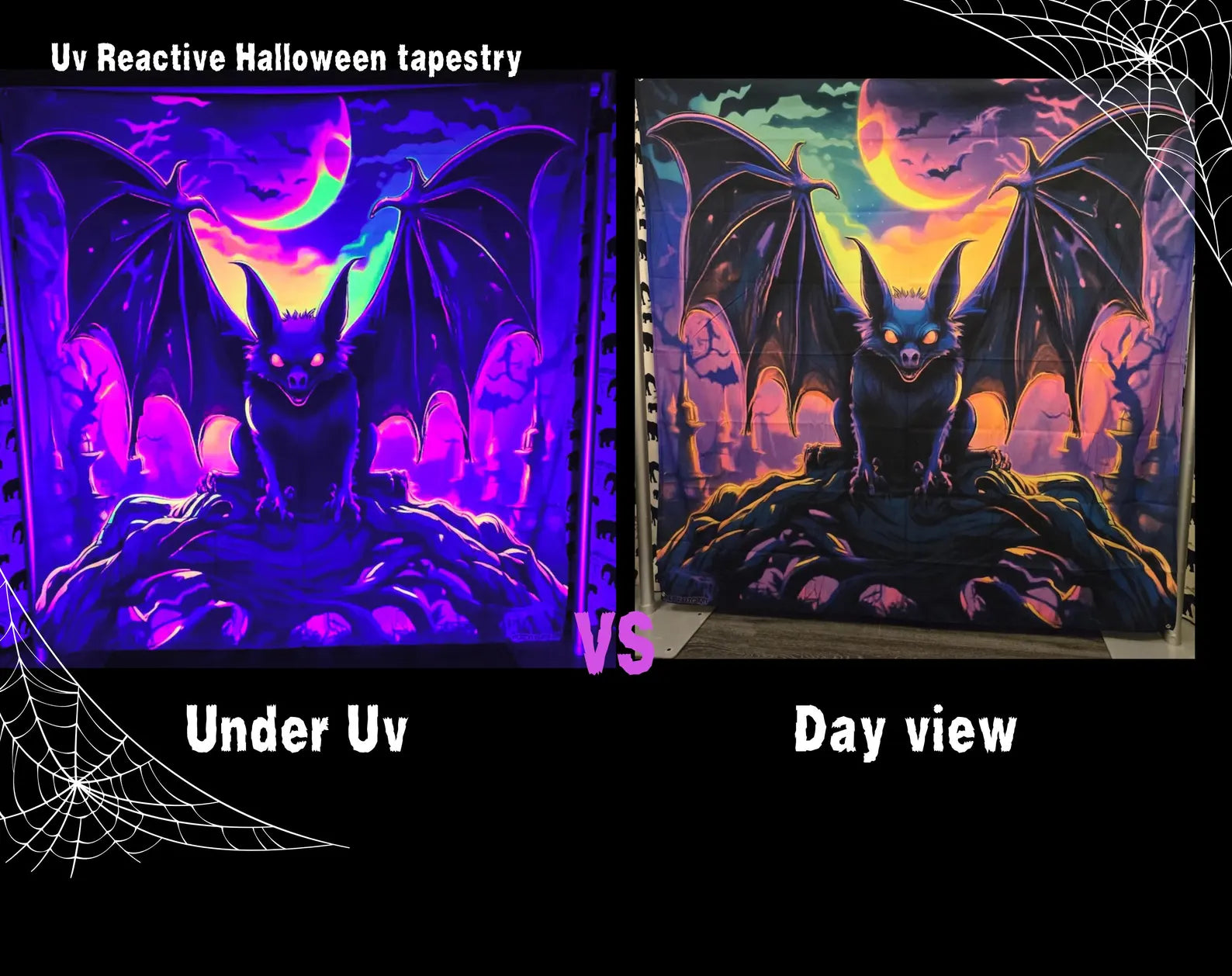 uv bat neon tapestry halloween decoration