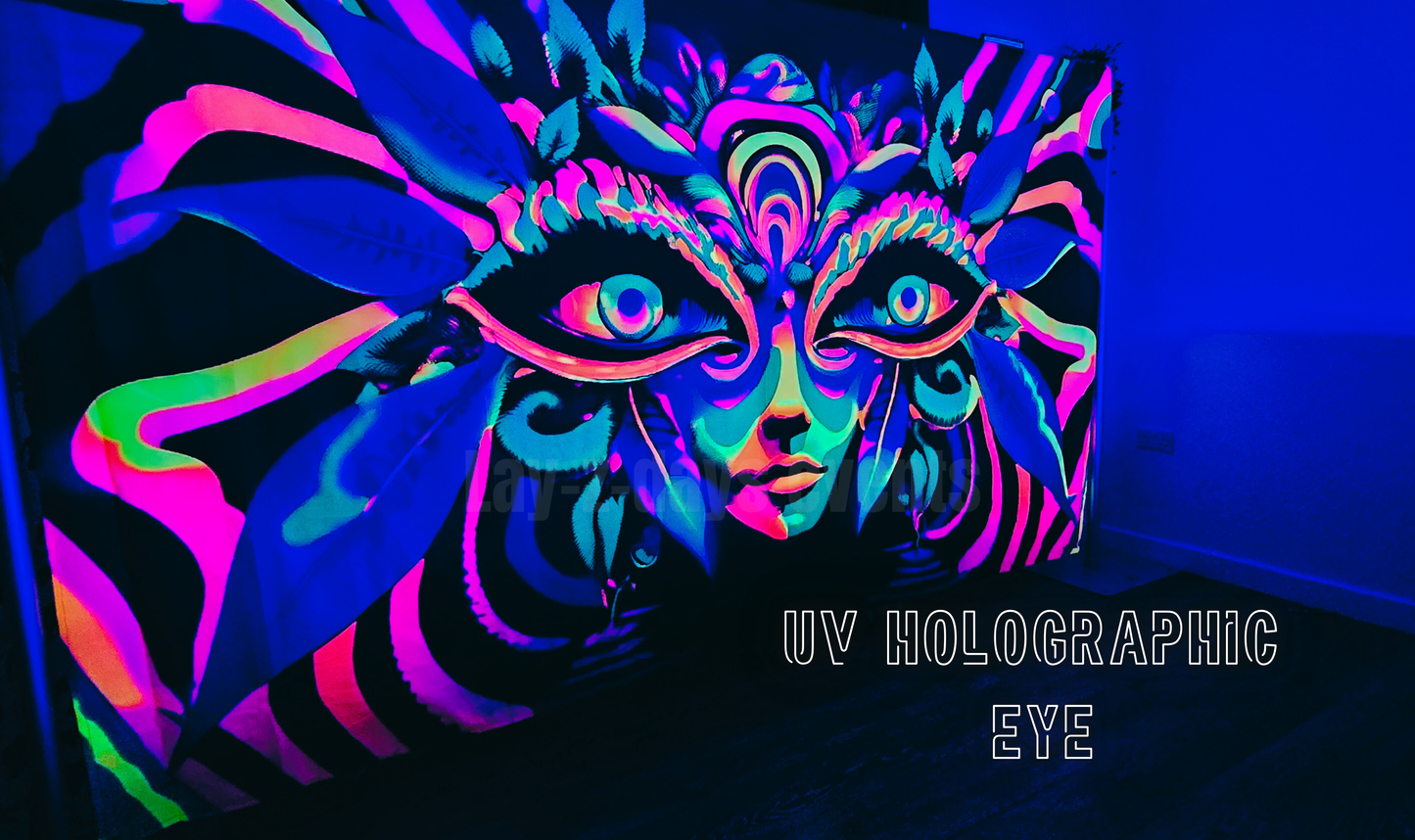 uv psychedelic eye tapestry trippy neon wall hanging