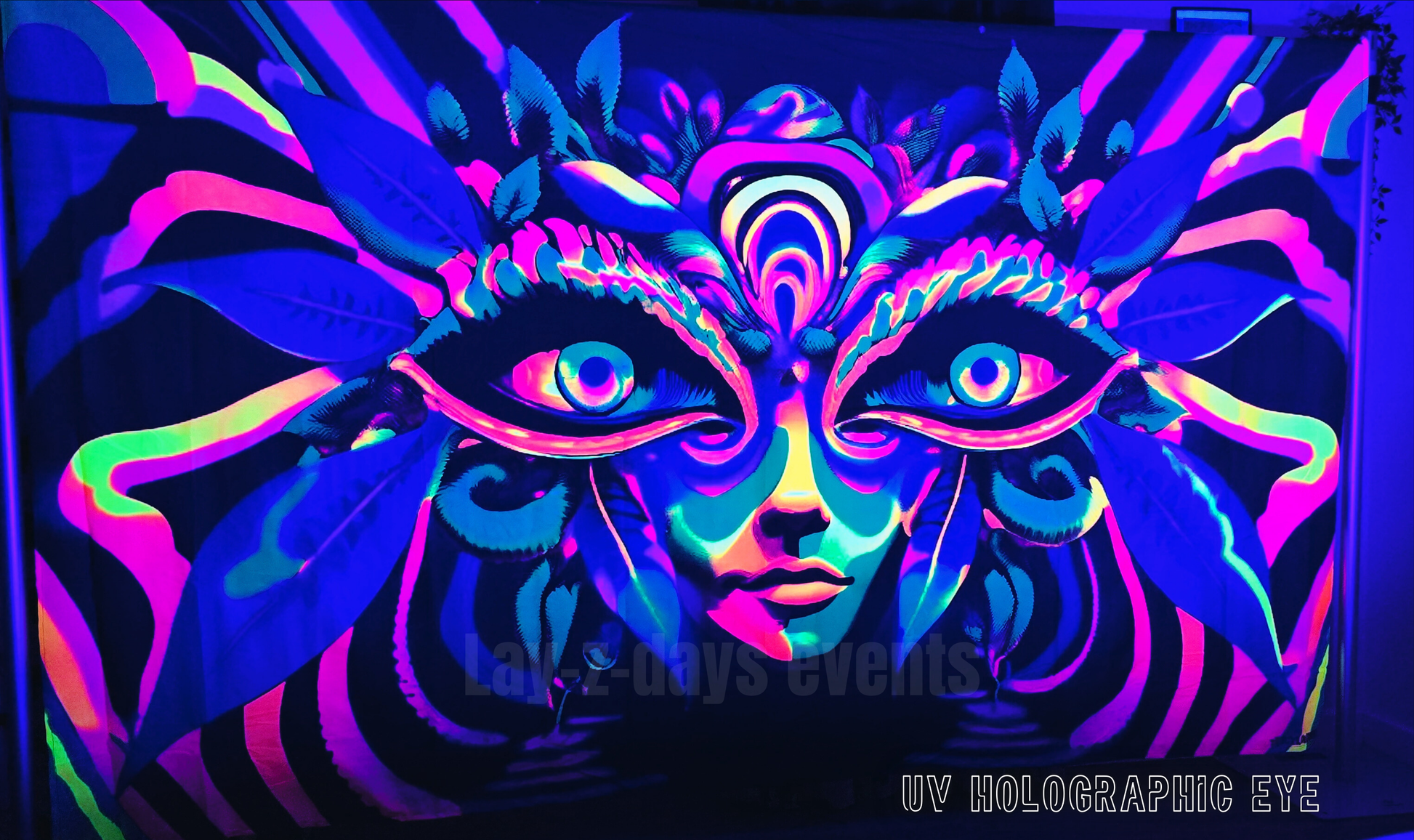 uv psychedelic eye tapestry trippy neon wall hanging