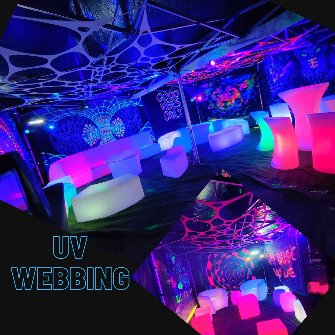 UV White Party Glowing stretch webbing Decoration