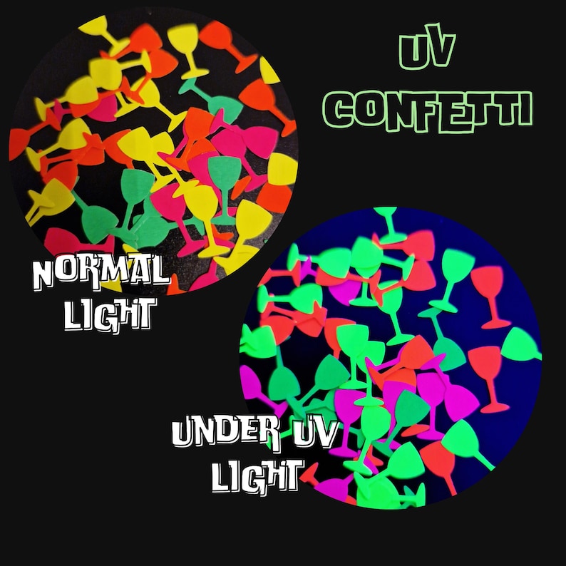 UV wine glass neon blacklight confetti