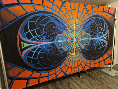 uv neon psytrance tapestry wall hanging