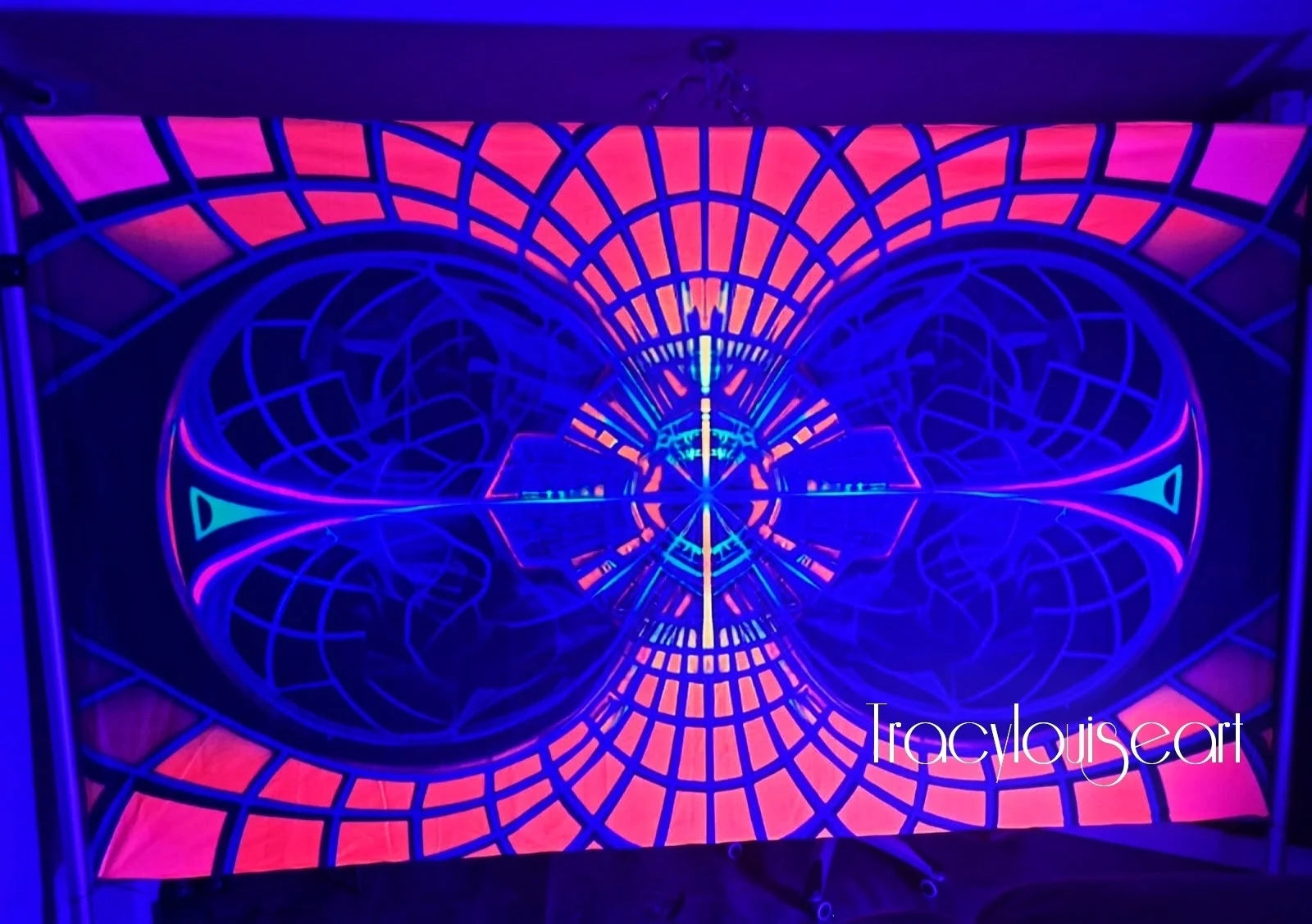 uv neon psytrance tapestry wall hanging