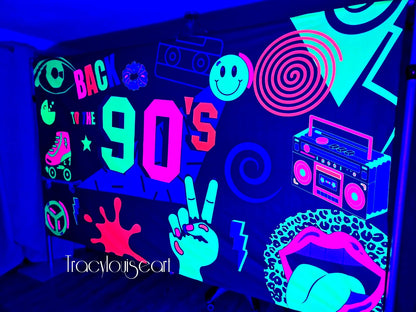 uv back to the 90s party wall hanging