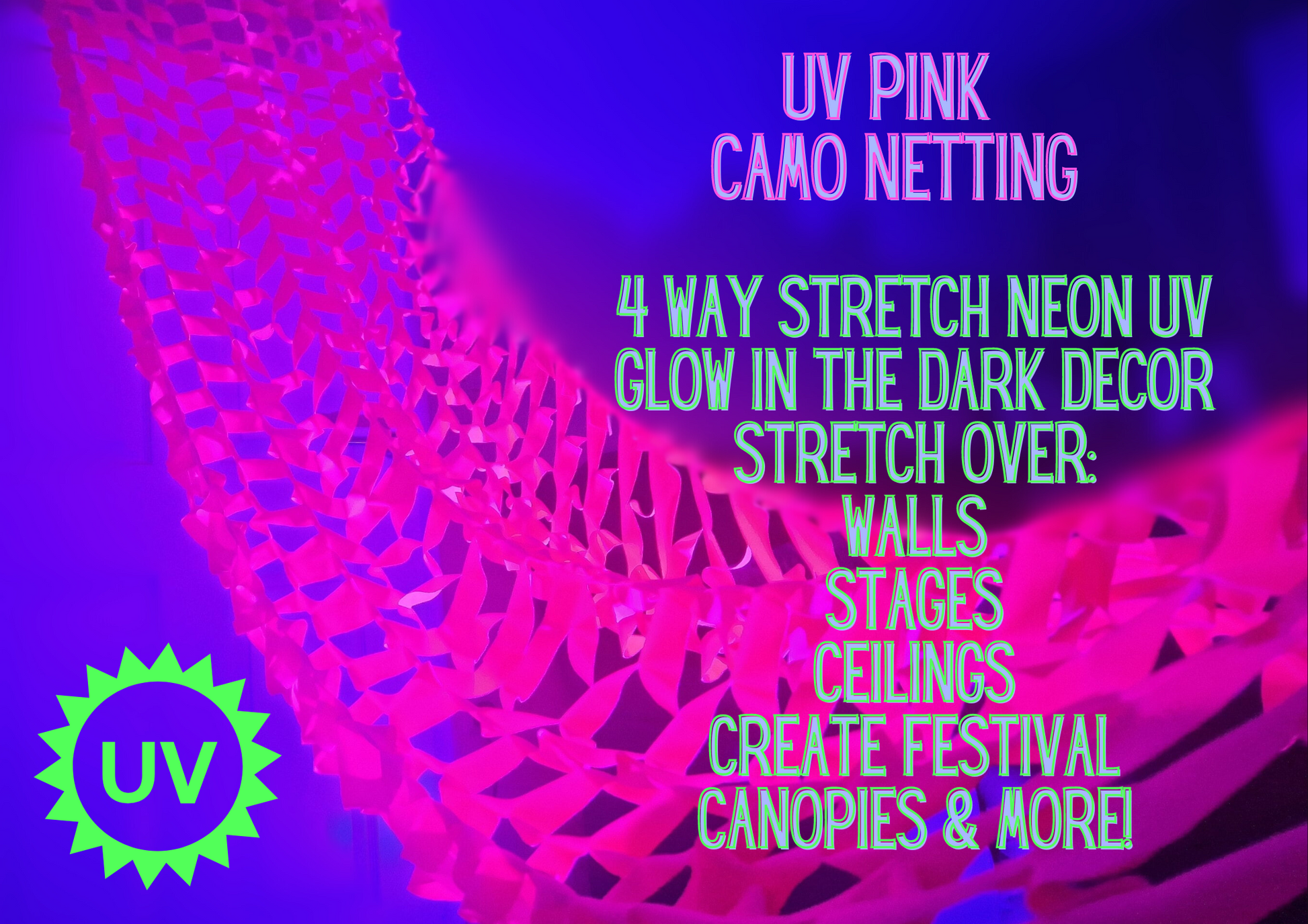 uv glowing camo netting neon decoration