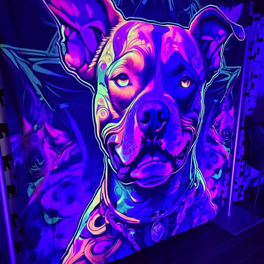 pitbull tapestry glow wall hanging