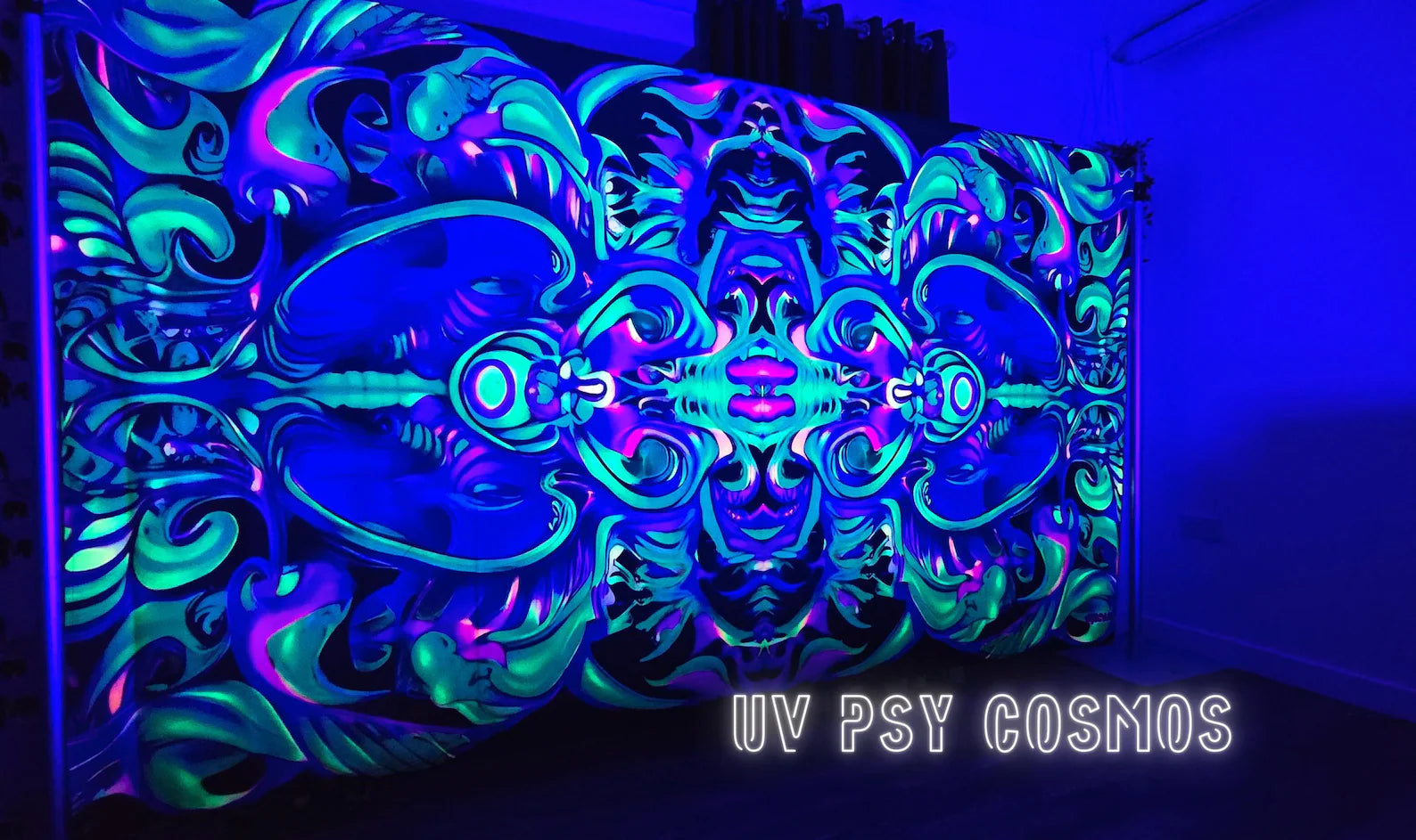 Uv psychedelic trippy neon tapestry wall hanging