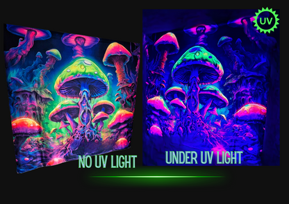 uv decorations blacklight shroom trippy mushroom tapestry