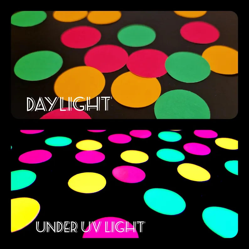 uv neon confetti for glow in the dark party table decorations