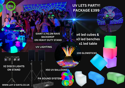 UV Glow in the dark lets party venue package