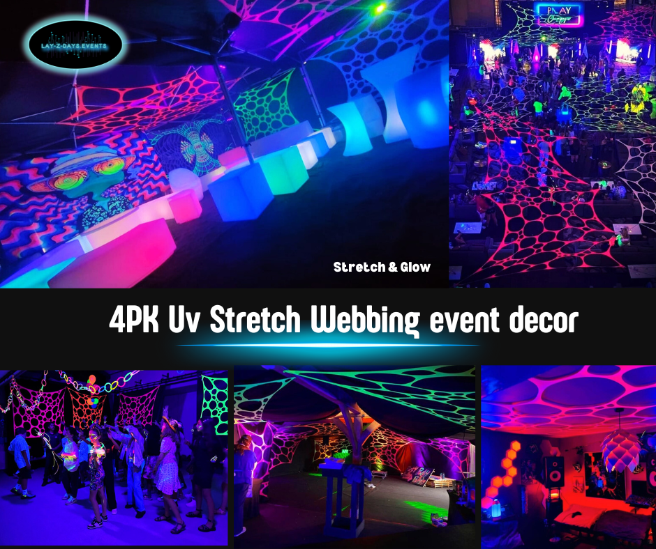 Uv Decor Neon Stretch Webbing x4 pack