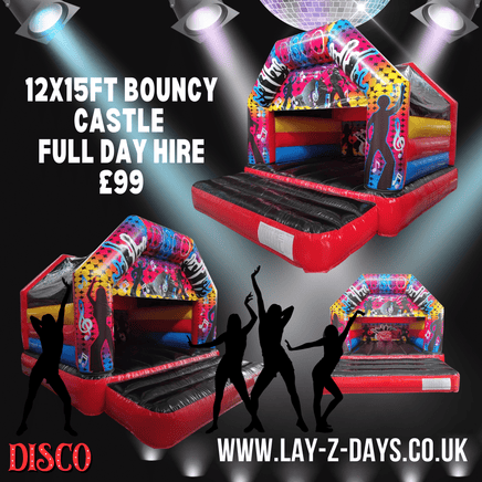 12X15FT Disco Bouncy castle hire Telford Shropshire Midlands