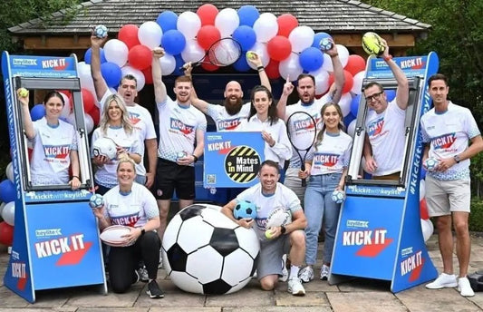 Blue red white balloon arch hire Telford