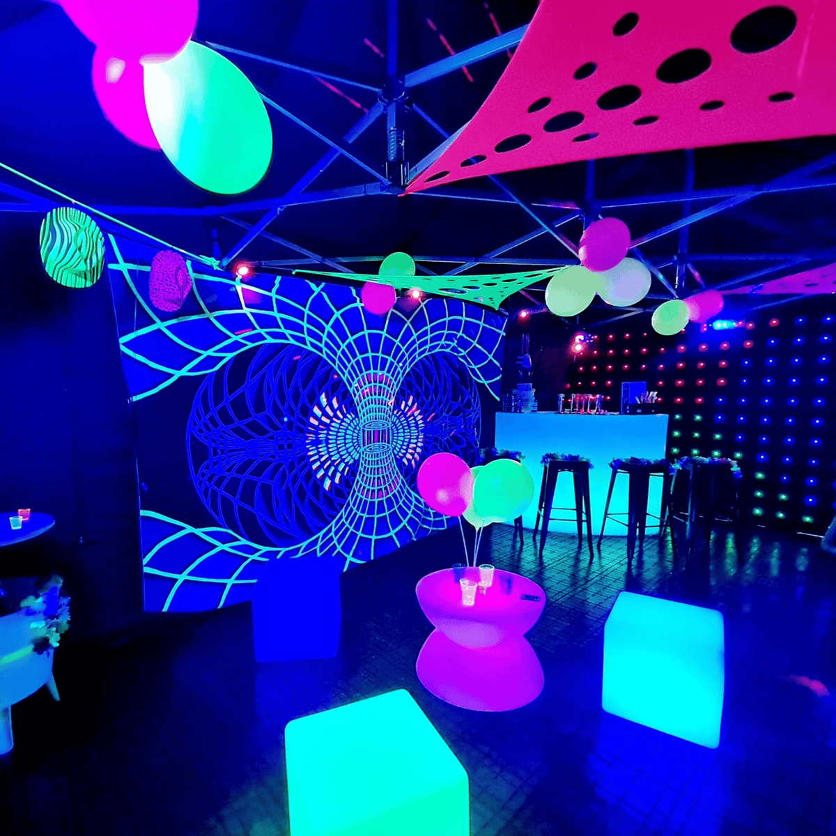 UV Rave Cave Party Tent Hire Décor Theme. Covering Telford, Shropshire ...