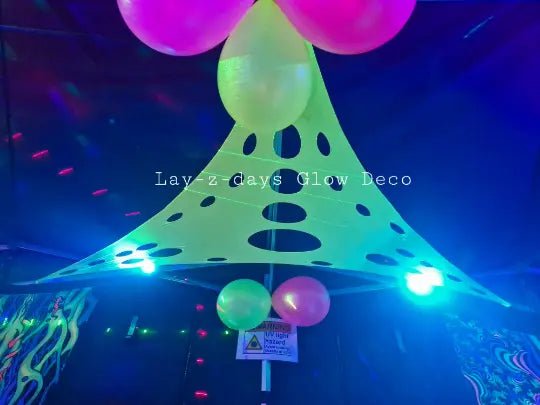 Uv reactive stretch event triangular decor, Blacklight party , Glow party